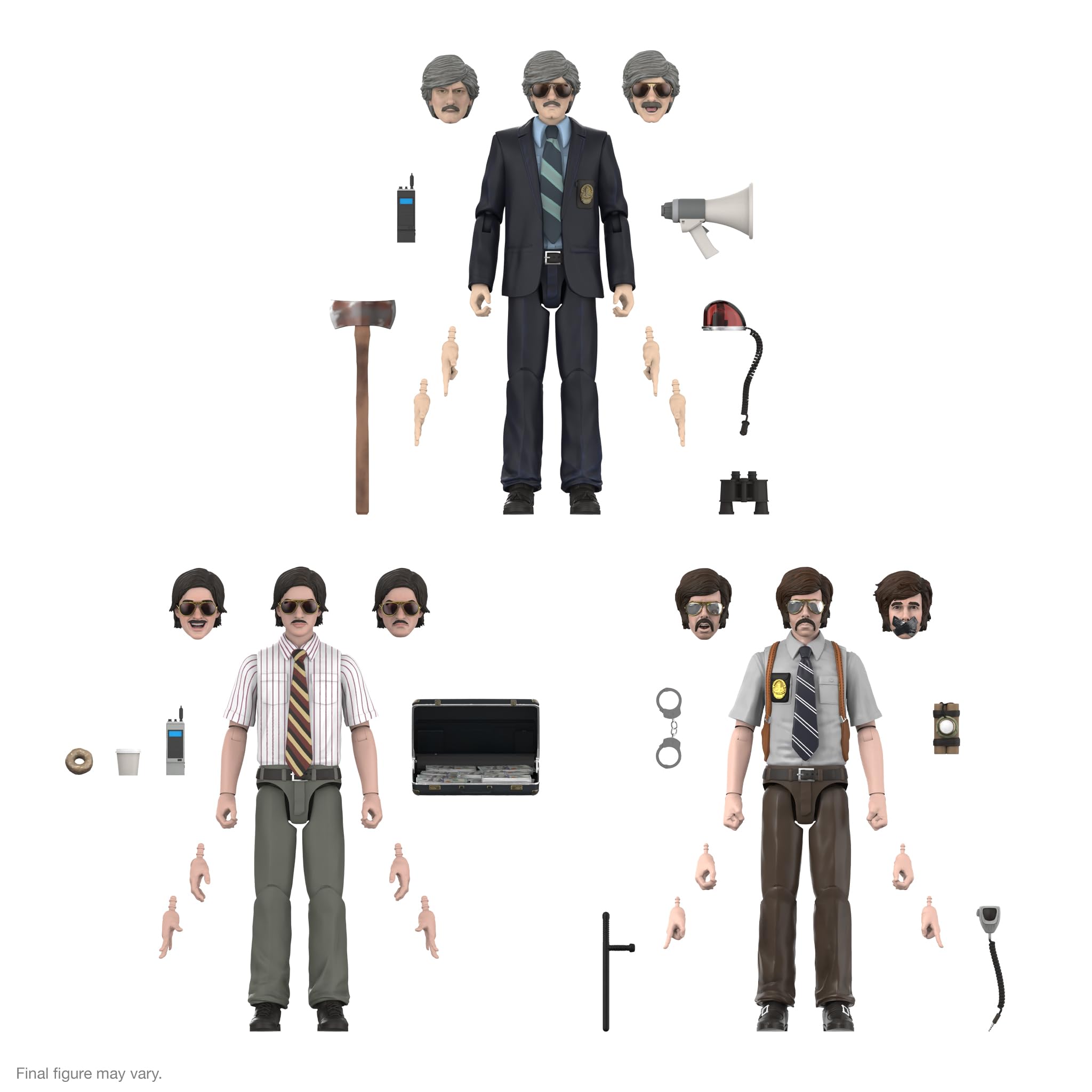 Super7 Chief figure with megaphone and axe for dynamic action moments.