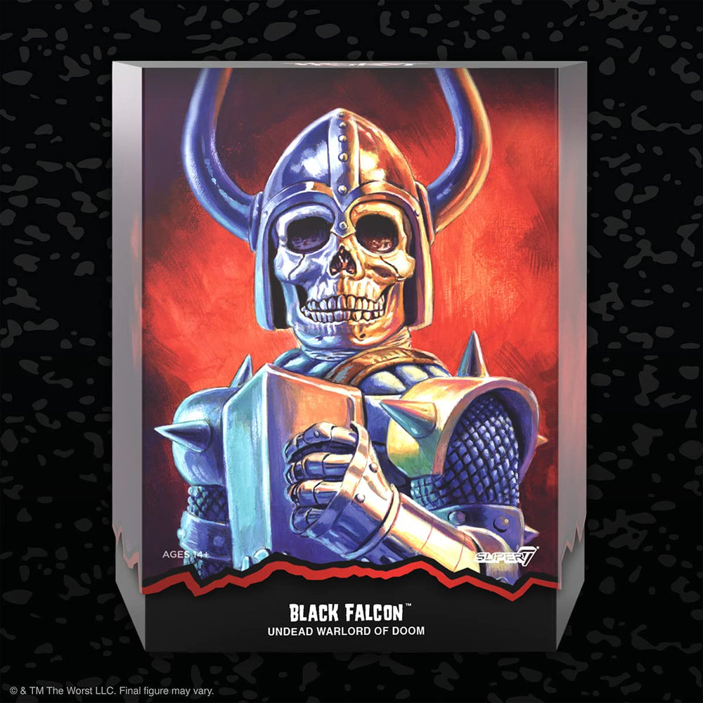 Super7 Black Falcon soft goods cape for dynamic, dramatic display.