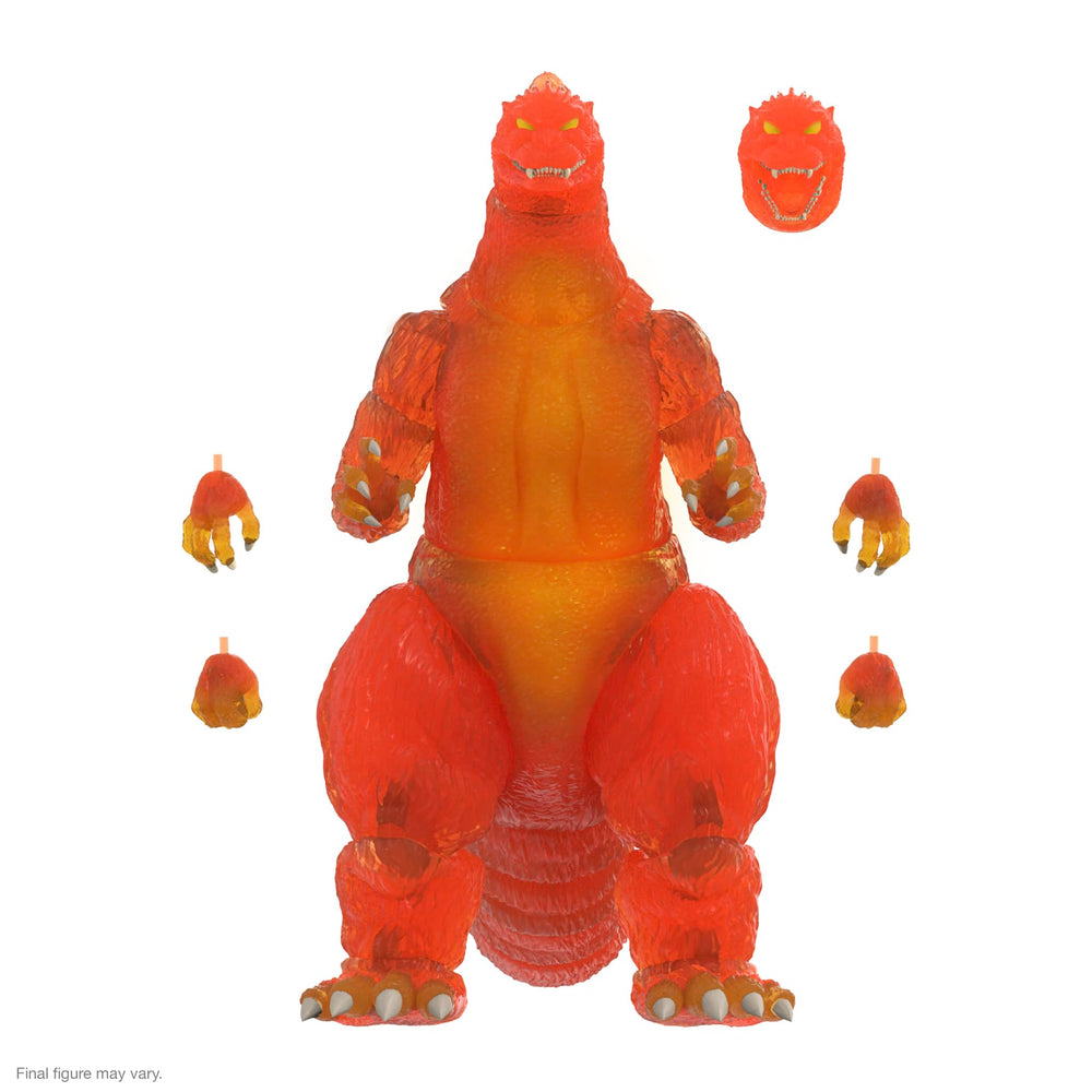 Super7 Blazing Godzilla 1200 orange body shows molten translucence for dramatic displays.