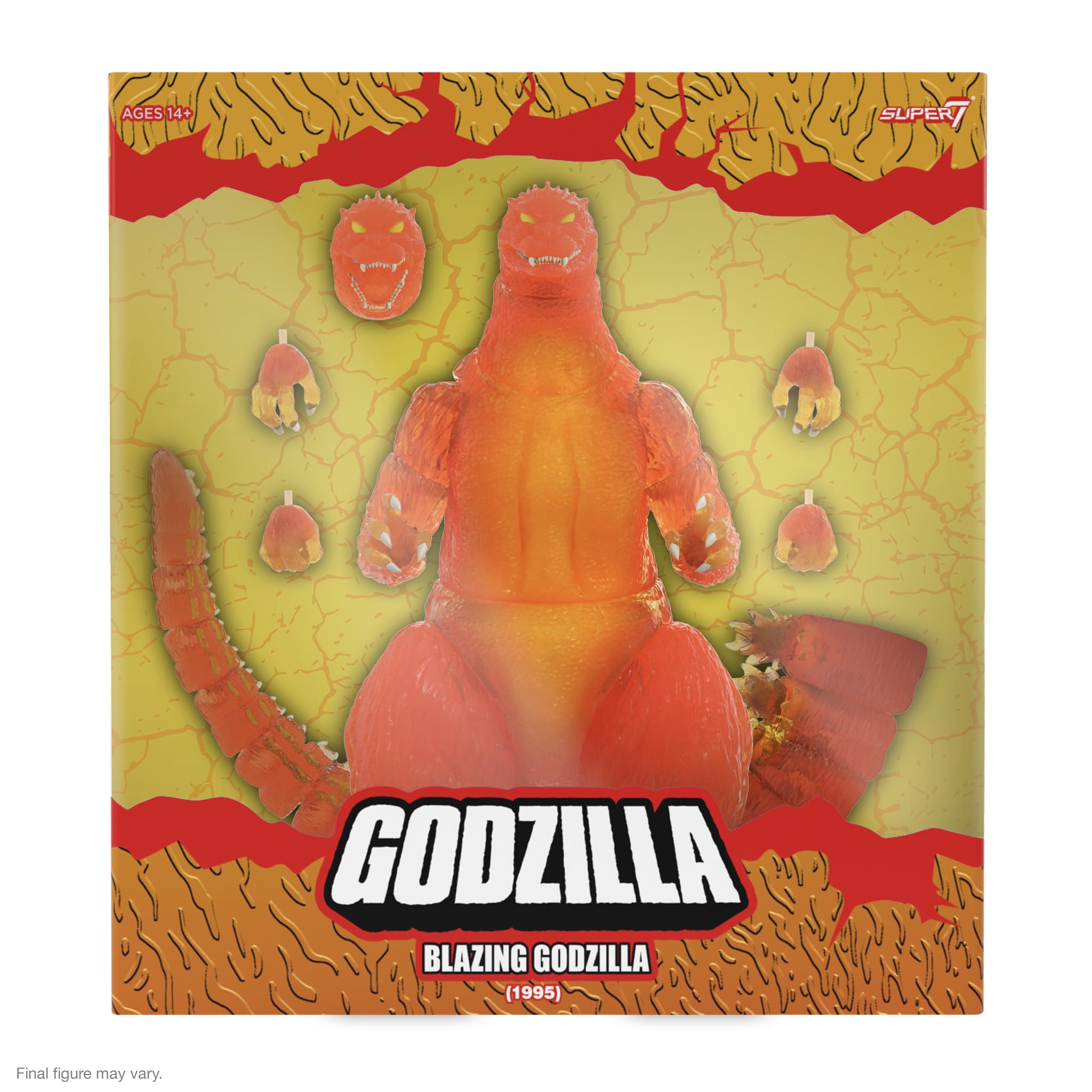 Super7 Blazing Godzilla flame effects enhance action-ready display options.