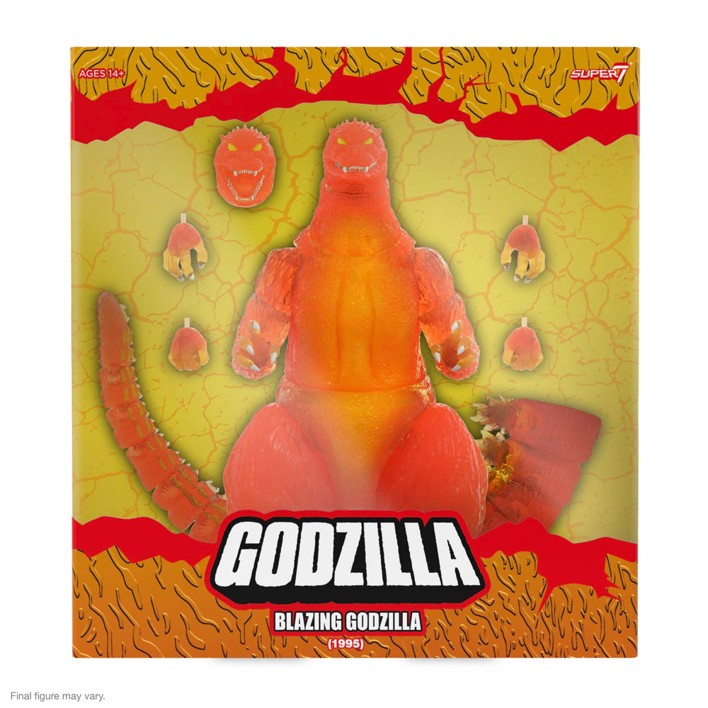 Super7 Blazing Godzilla flame effects enhance action-ready display options.