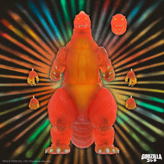 Super7 Blazing Godzilla premium sculpt with articulated joints for dynamic posing.