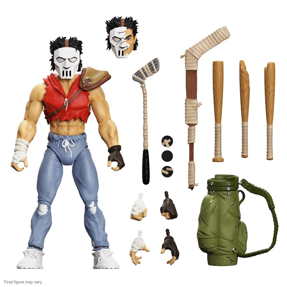 Super7 Casey Jones baseball bats and hockey stick highlight ready-to-play display setups.