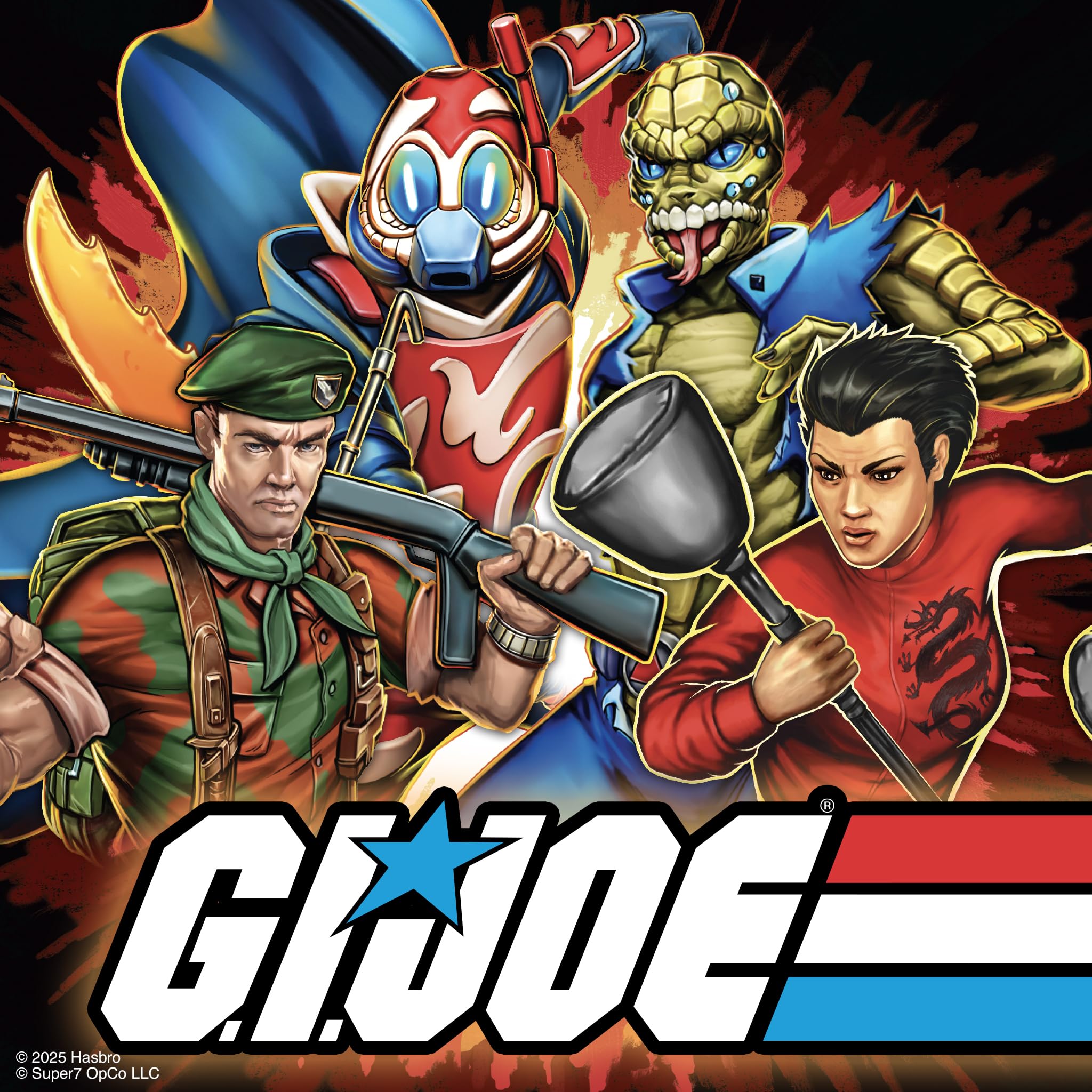 Vintage packaging evokes early 80s G.I. Joe collectibles for display.