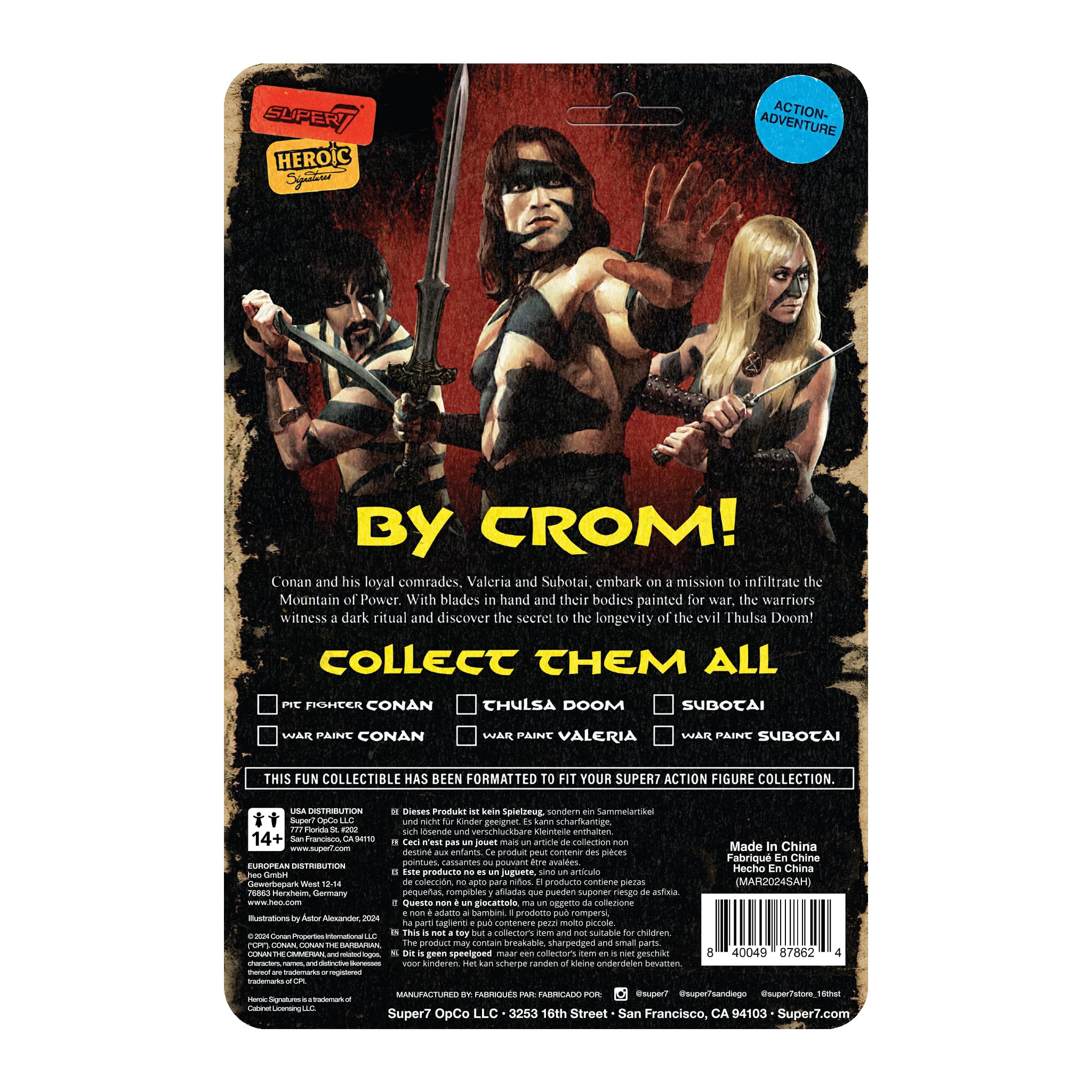 Super7 Conan War Paint with Atlantean sword accessory in action pose.