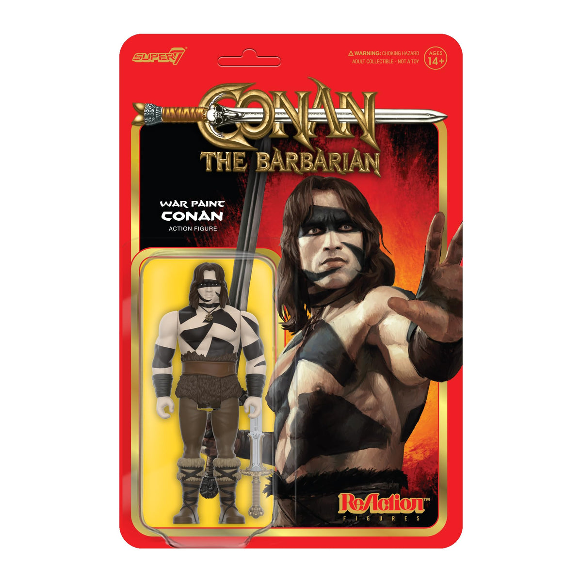 Super7 Conan War Paint figure front view for dynamic display and collection.