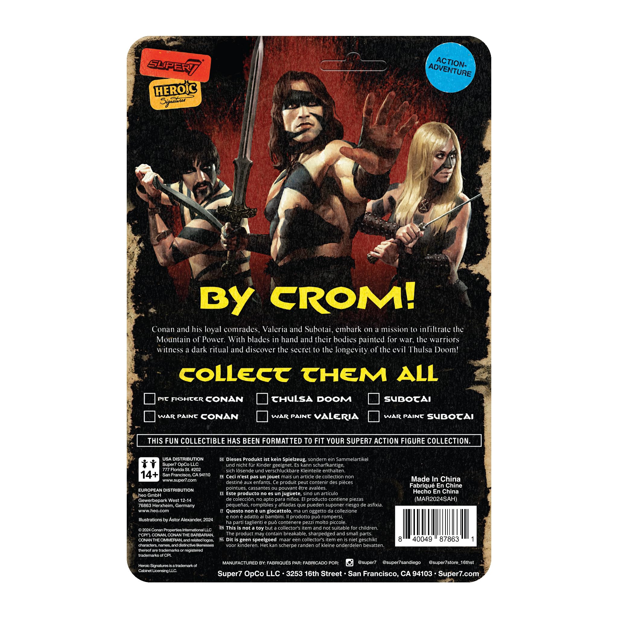 Super7 Conan Subotai classic-film inspired figure with retro articulation for nostalgic play.