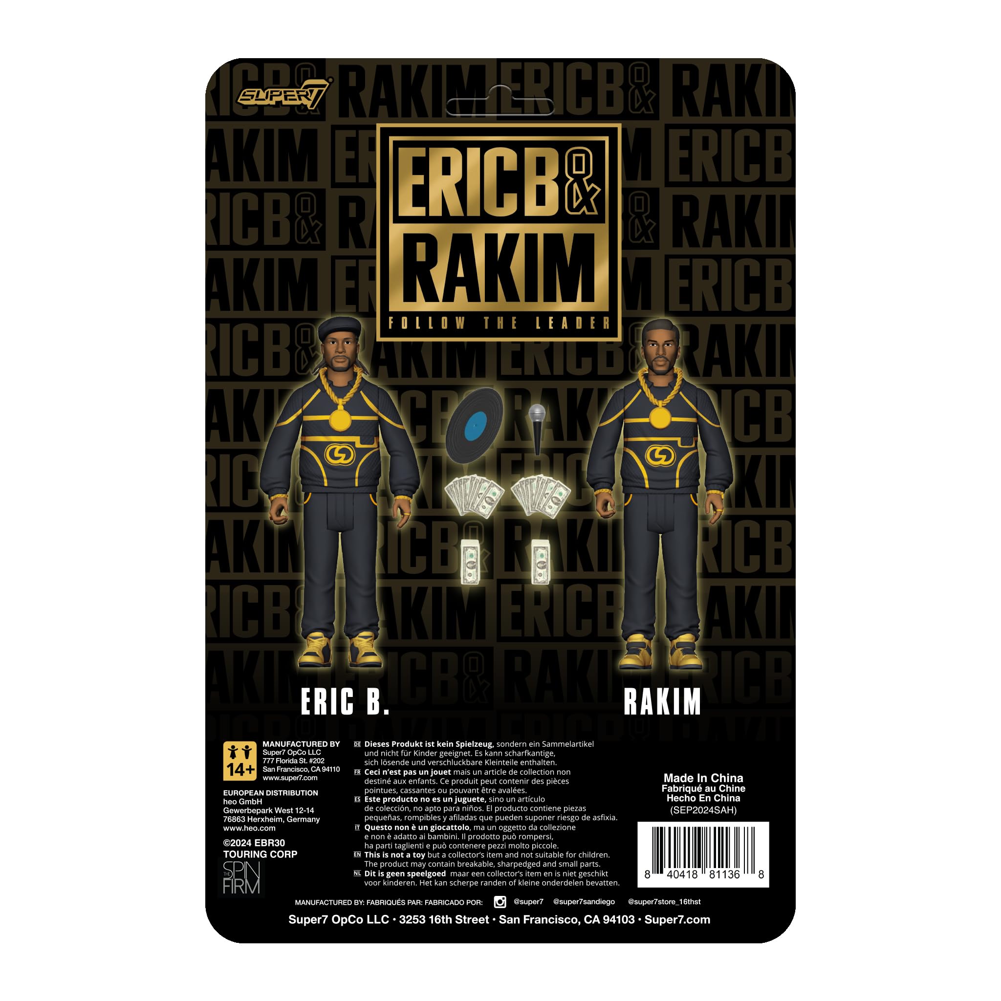 Super7 Eric B Rakim Follow The Leader 2-Pack figure with vinyl record accessory.