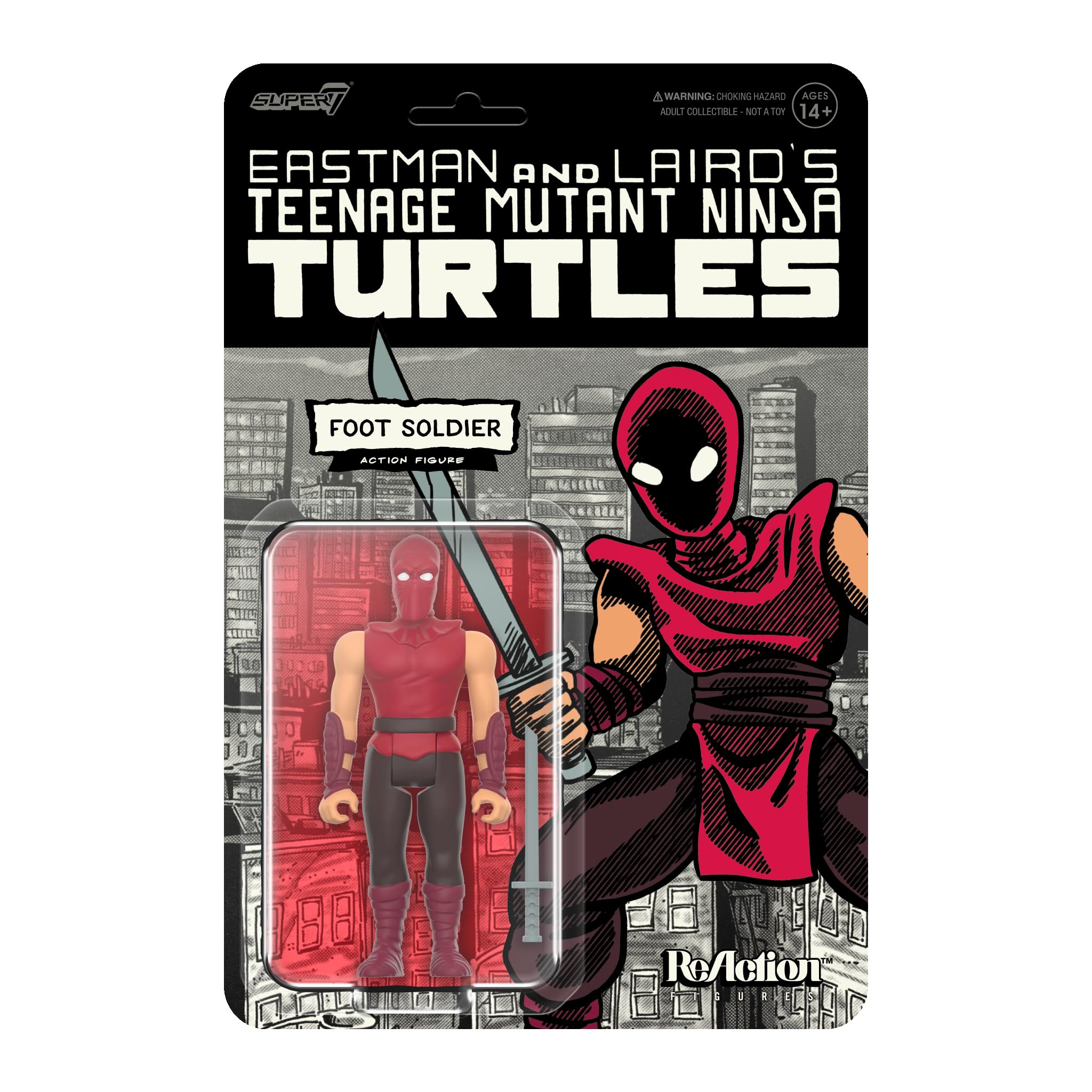 Super7 Foot Soldier front view in comic color for nostalgic display