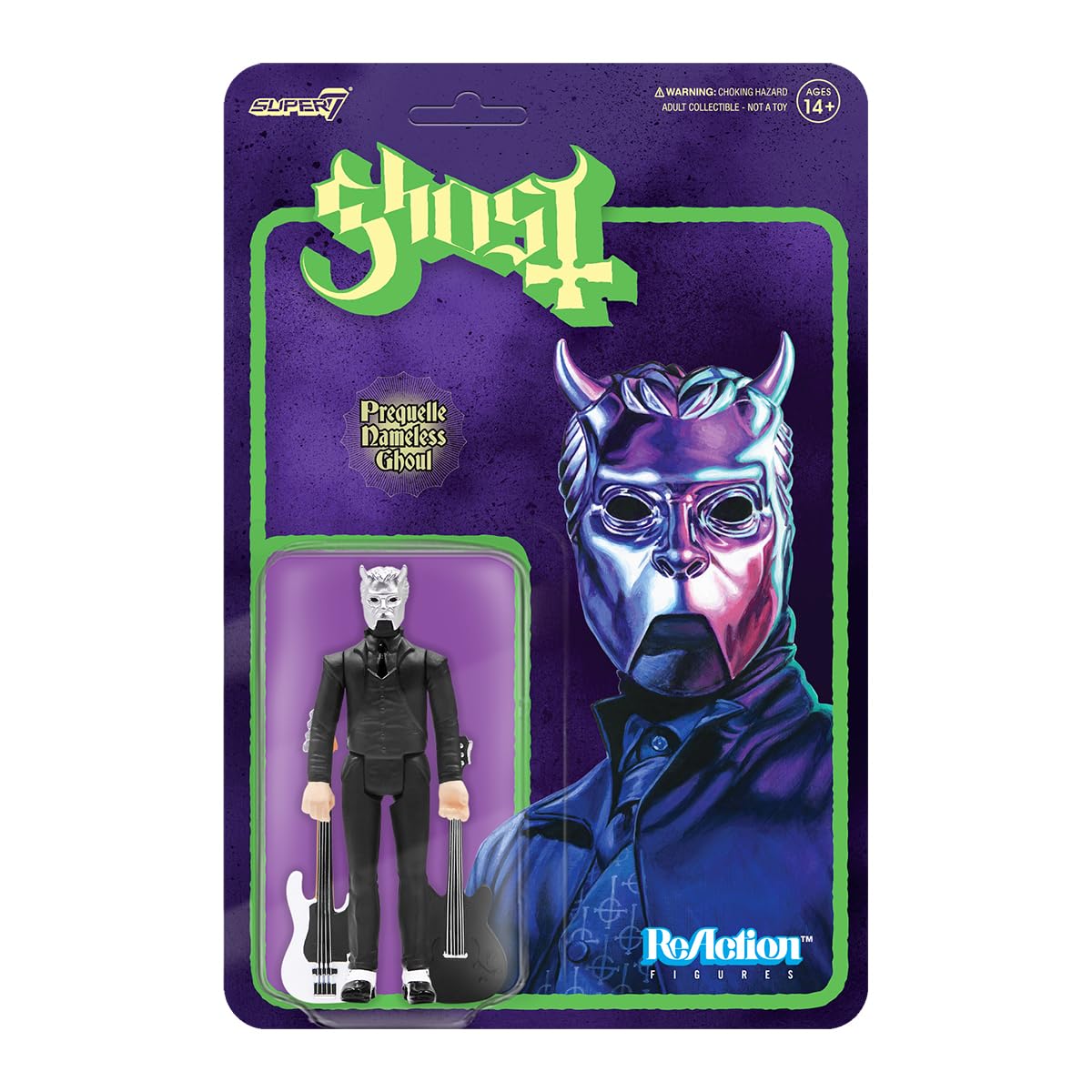 Super7 Ghost Prequelle Nameless Ghoul with Vac Metal mask, ideal for display.
