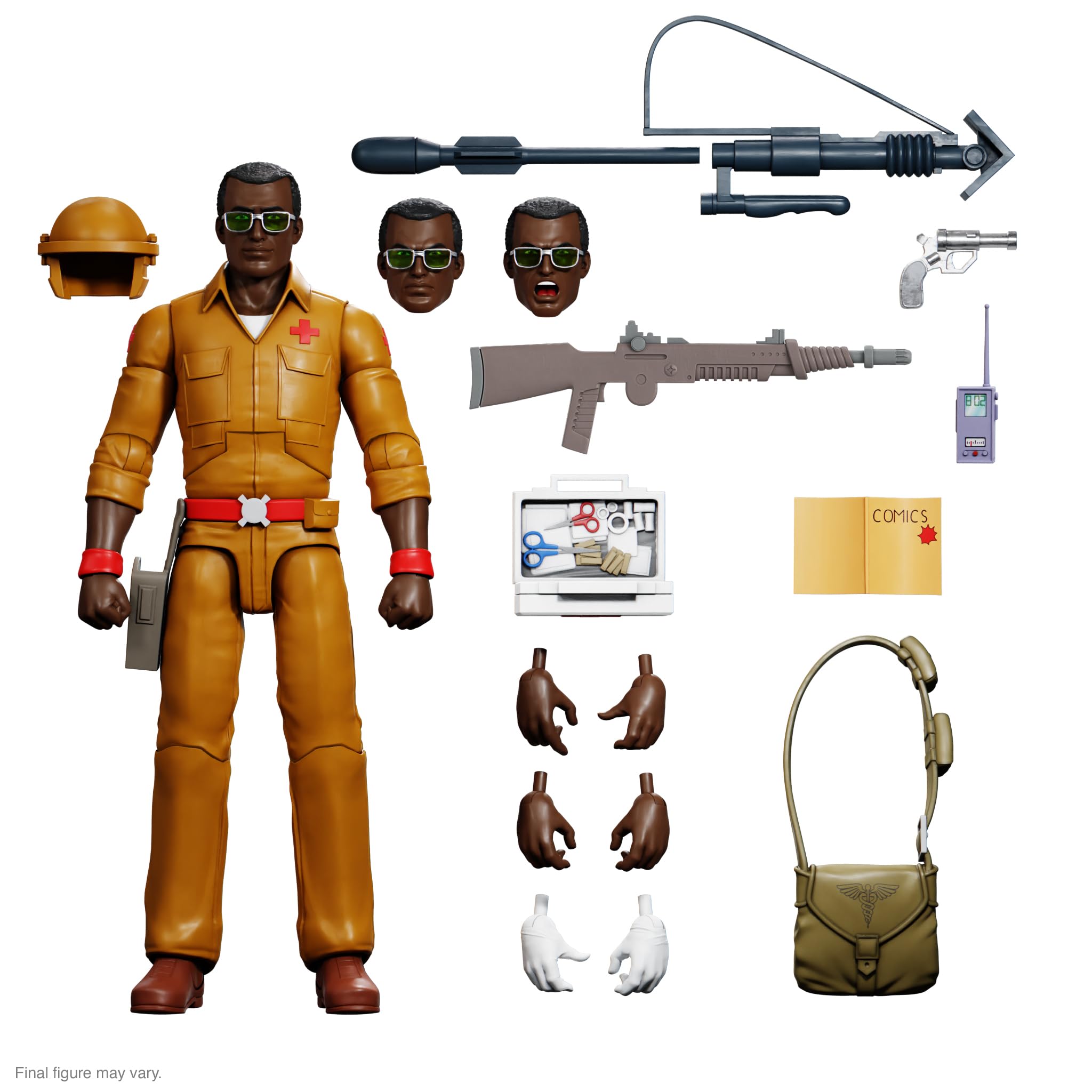 Super7 Doc action figure with helmet for authentic GI Joe display.