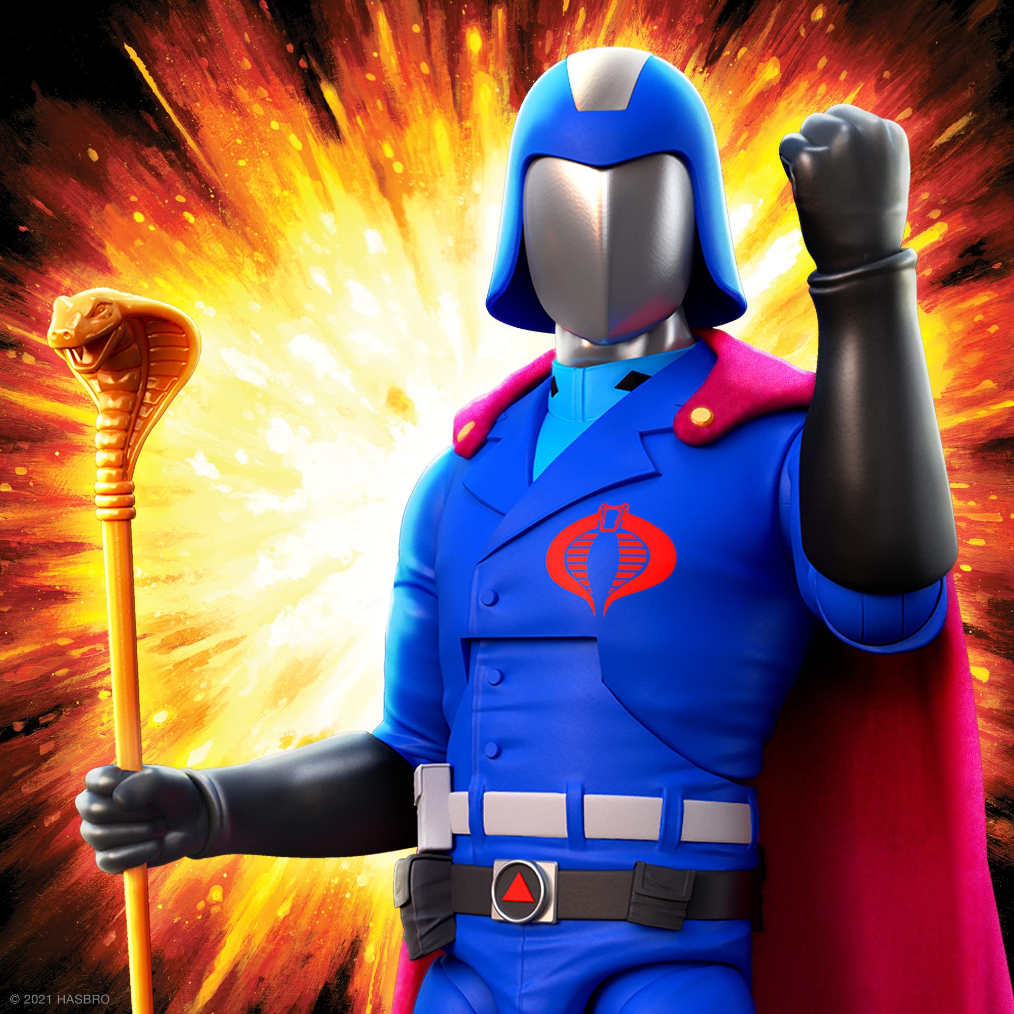 Detailed Cobra Commander sculpture emphasizing premium craftsmanship for shelf worthy presentation.