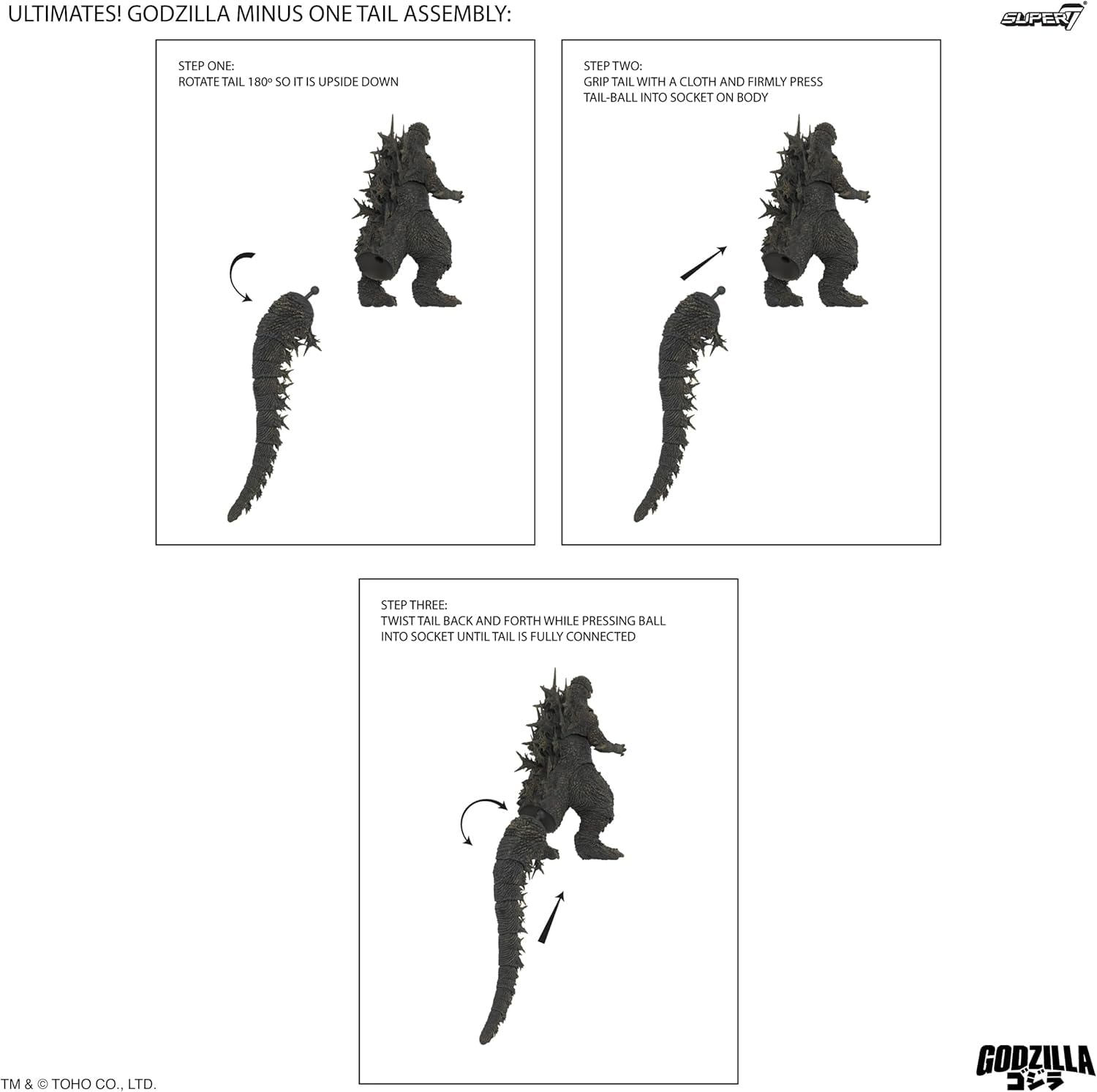 Back view of Super7 Godzilla Minus One showing sculpted tail and form.