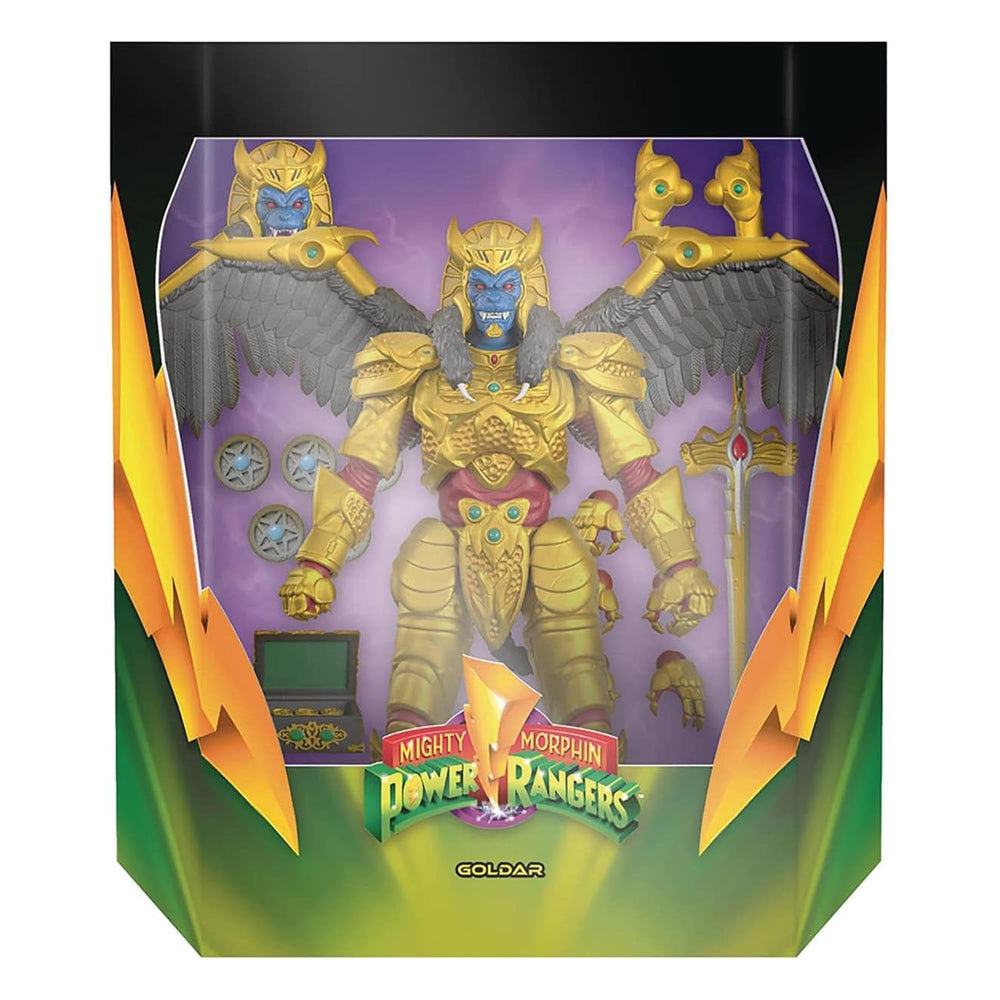 Super7 Goldar detail highlighting Badges of Darkness for collectible accuracy