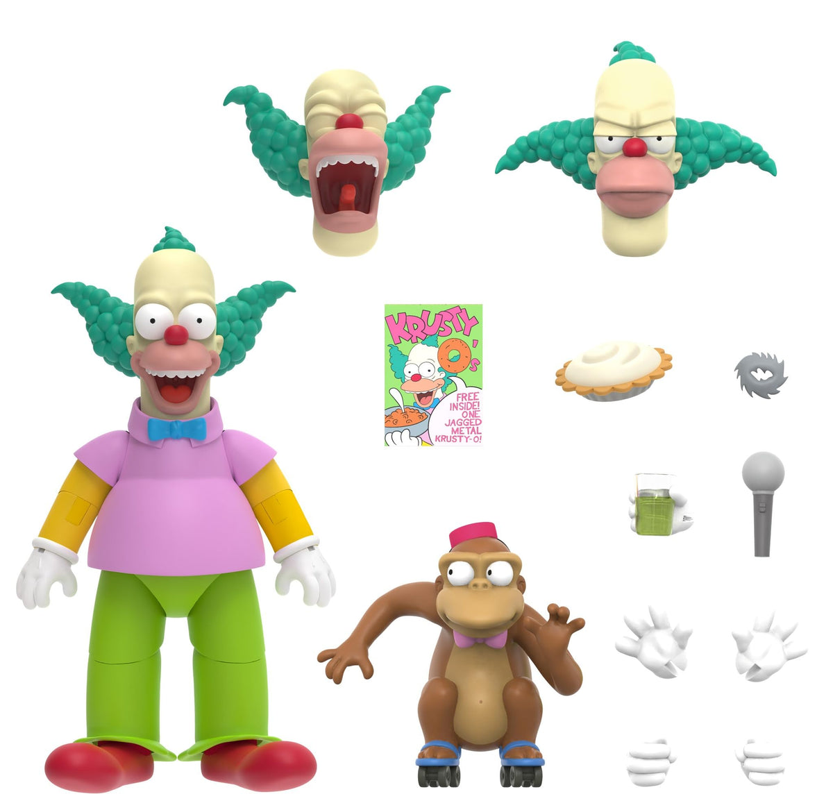 Super7 Krusty the Clown ULTIMATES figure, front view, ideal display piece for fans.