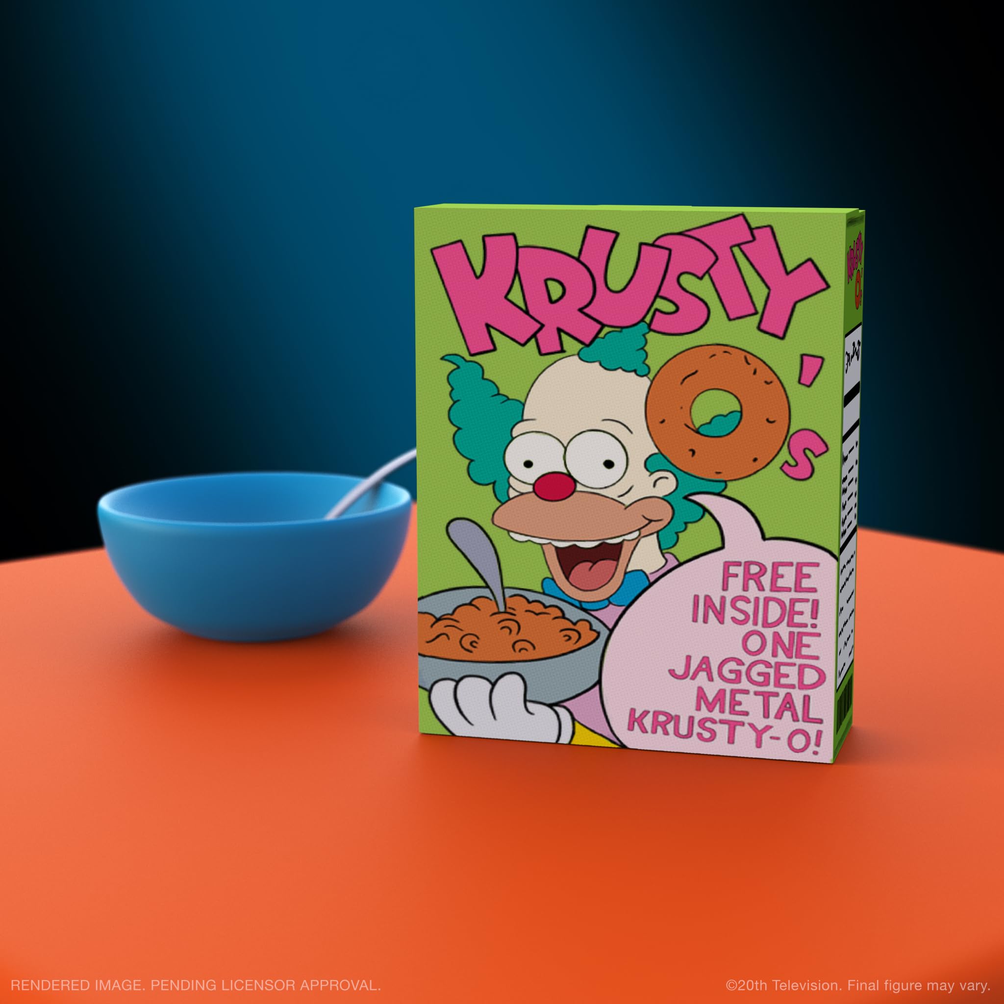 Super7 Krusty the Clown ULTIMATES Krusty-O's box prop for nostalgic scenes.