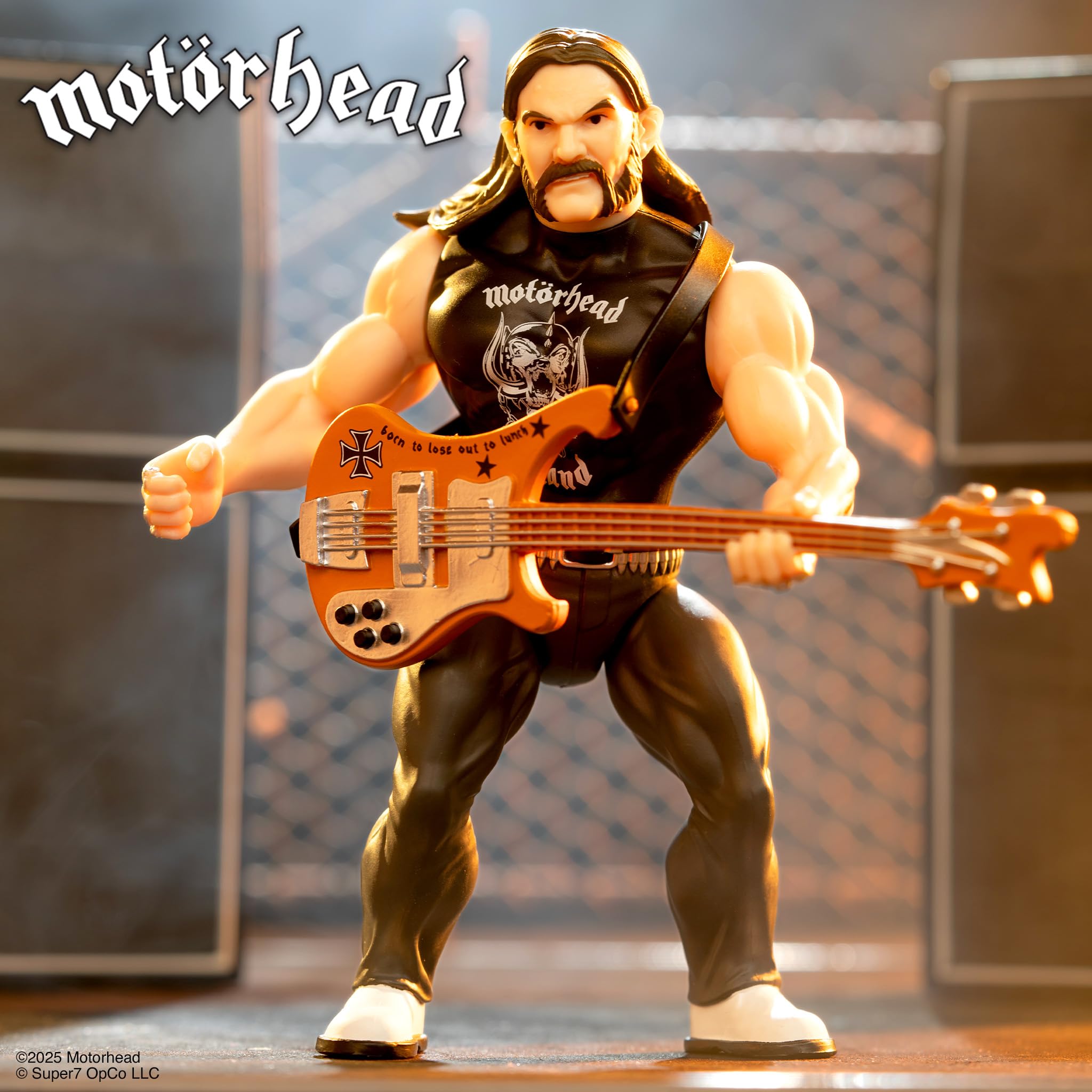 Super7 Lemmy War Pig muscle tee art close-up showing iconic styling for collectors.