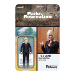 Super7 Leslie Knope with botched campaign sign accessory for scene recreation.