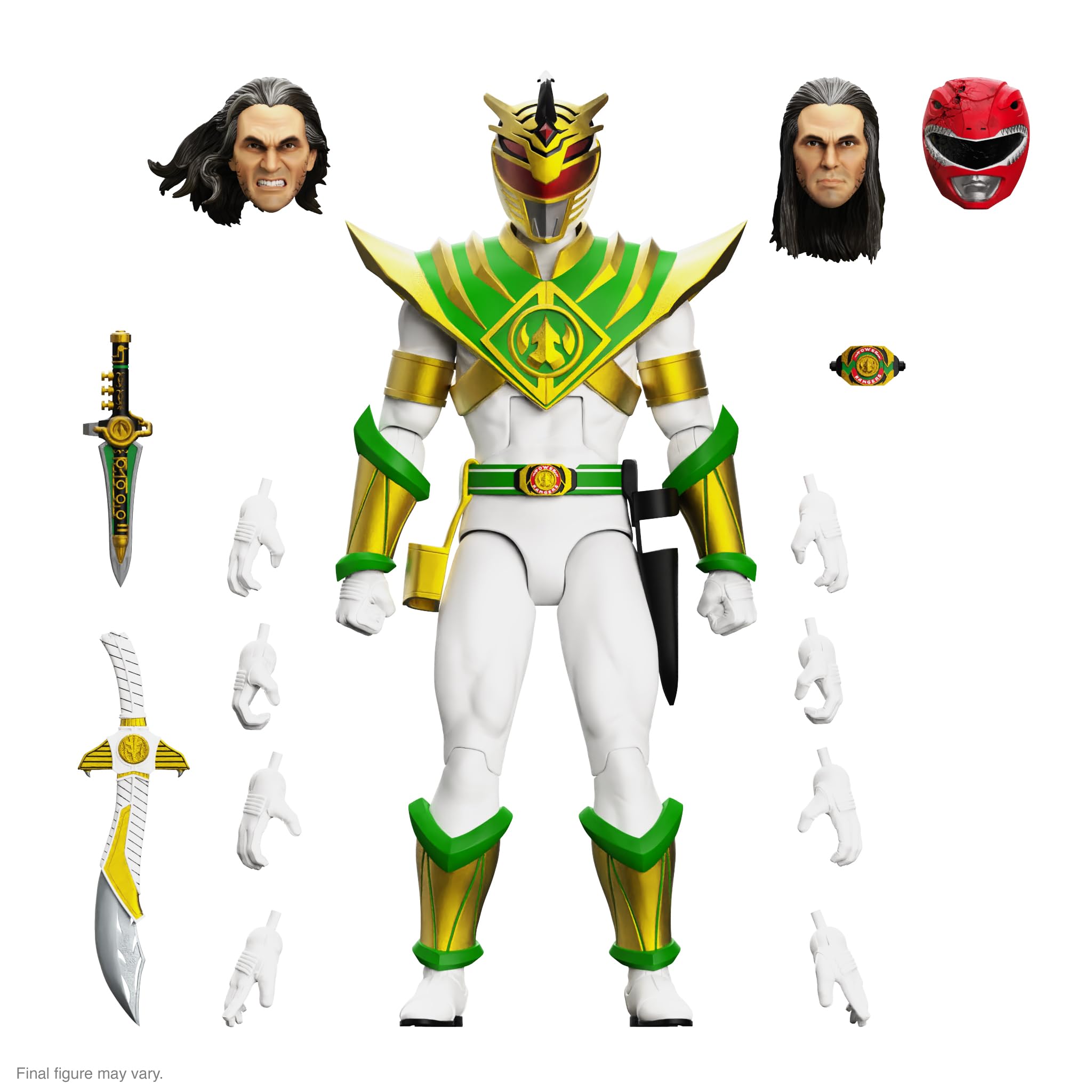 Super7 Lord Drakkon figure with damaged Red Ranger helmet for dramatic display.