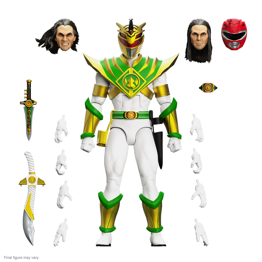 Super7 Lord Drakkon figure with damaged Red Ranger helmet for dramatic display.