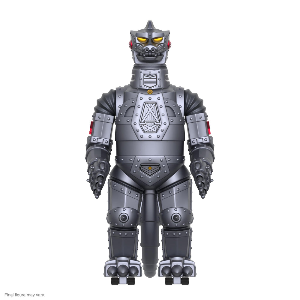 Super7 Mechagodzilla metallic finish stands 20 inches for a dramatic shelf display.