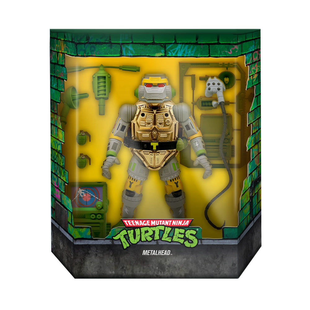 Super7 Metalhead TMNT interchangeable hands close-up emphasizes poseability and display options.