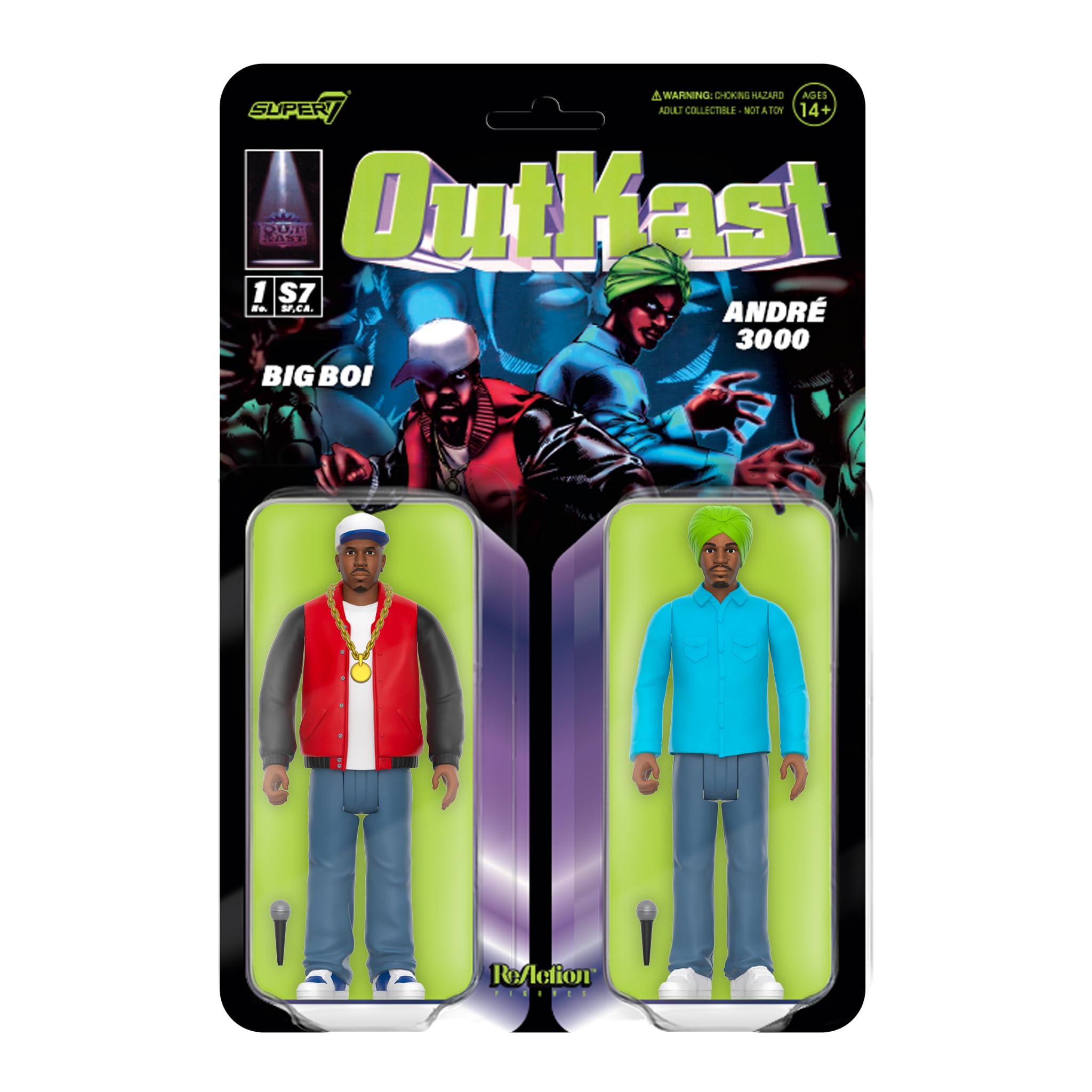 Super7 OutKast Big Boi figure with microphone for display.