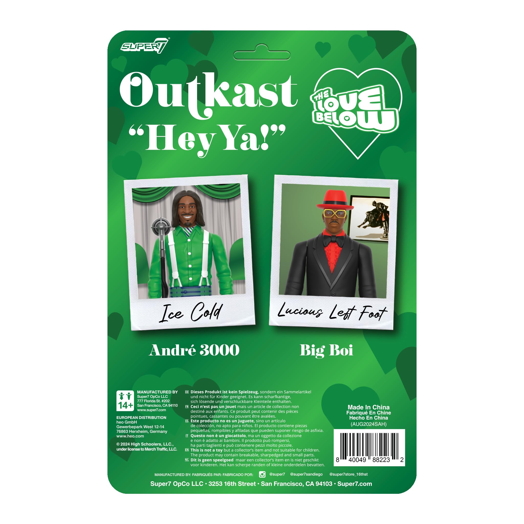 Super7 Outkast Hey Ya set with retro toy display potential on shelves.
