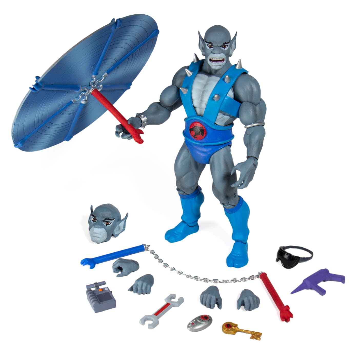 Super7 Panthro Version 2 Thundercats figure with interchangeable parts for versatile display.