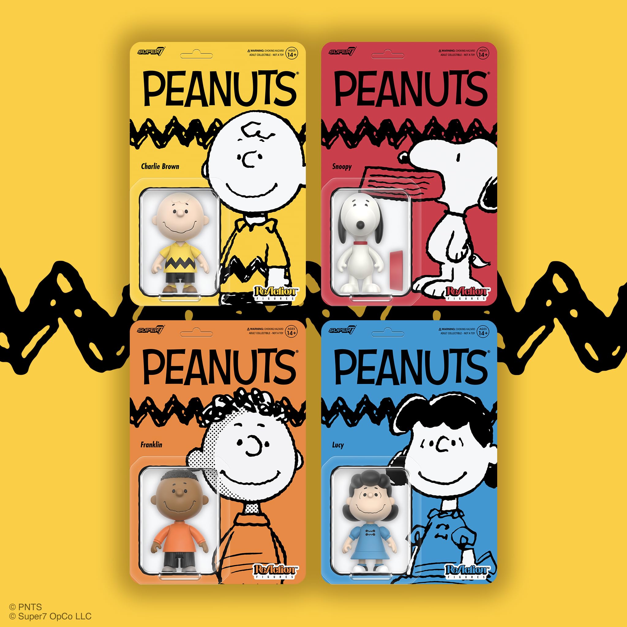 Gift-ready Super7 Peanuts Franklin ReAction figure, perfect for nostalgia gifts.