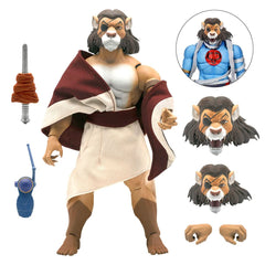 Super7 Pumm-Ra figure showcasing Claw Shield, soft goods robe, and alternate head option.