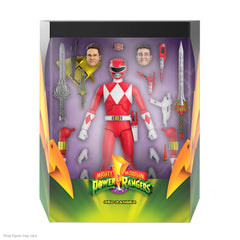Super7 Red Ranger with Red Power Crystal enhances classic Mighty Morphin display.