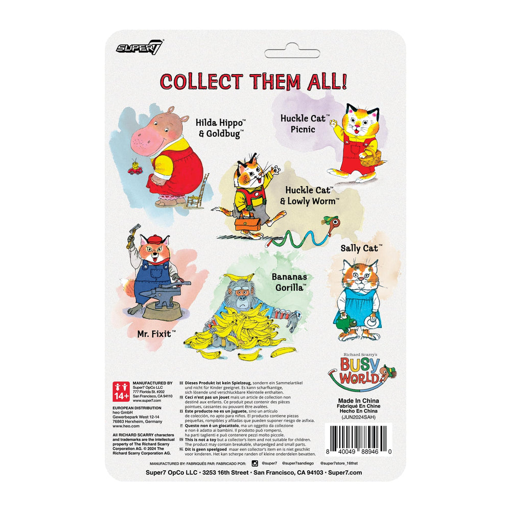 Super7 Huckle Cat 3.75-inch articulated figure, portable for shelf display.