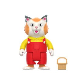 Super7 Huckle Cat in red overalls pose, ideal for retro collectors and display.