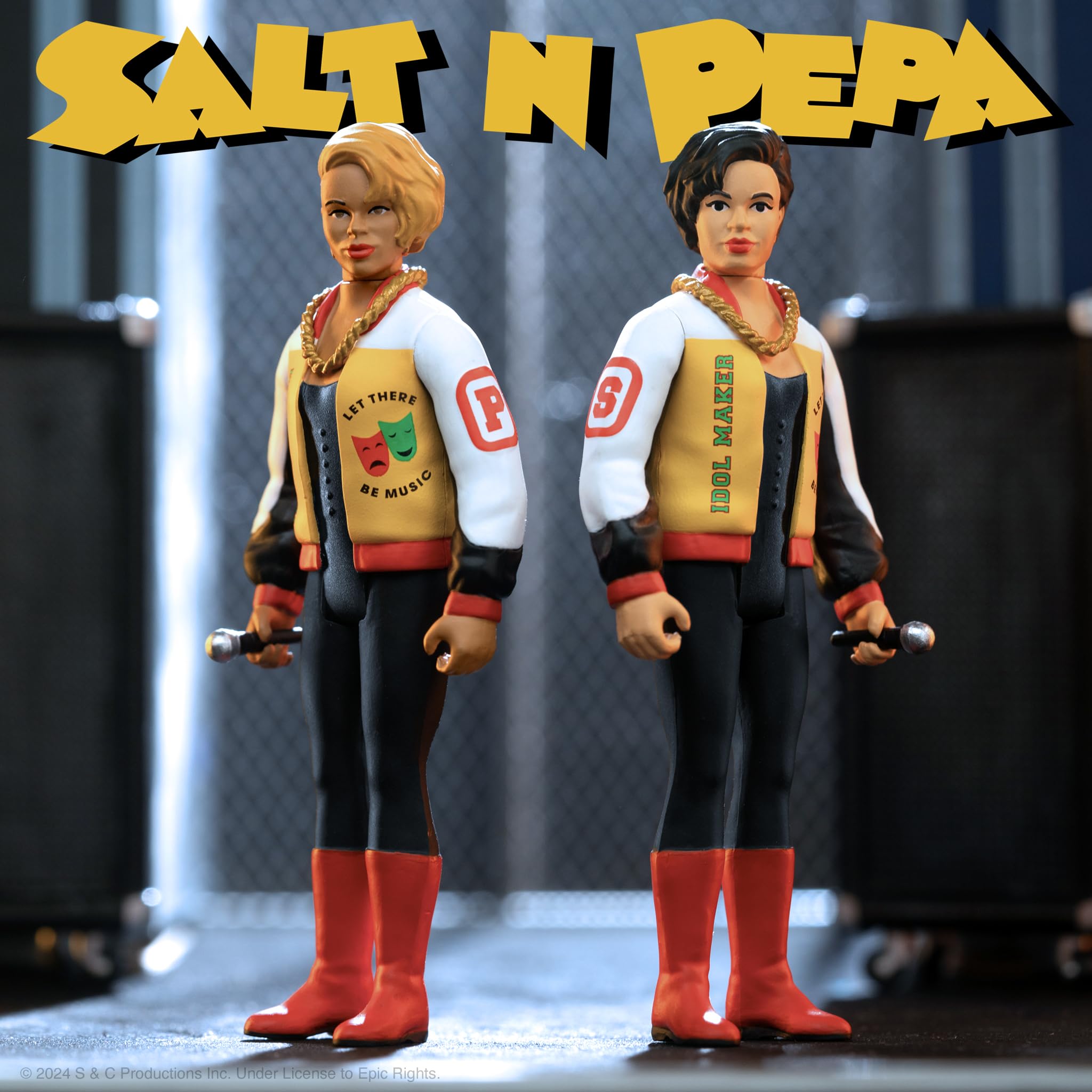 Packaging display of Salt-N-Pepa figures for shelf appeal