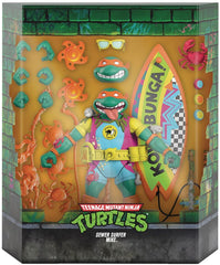 Super7 Sewer Surfer Mike with accessories arranged for action-ready display