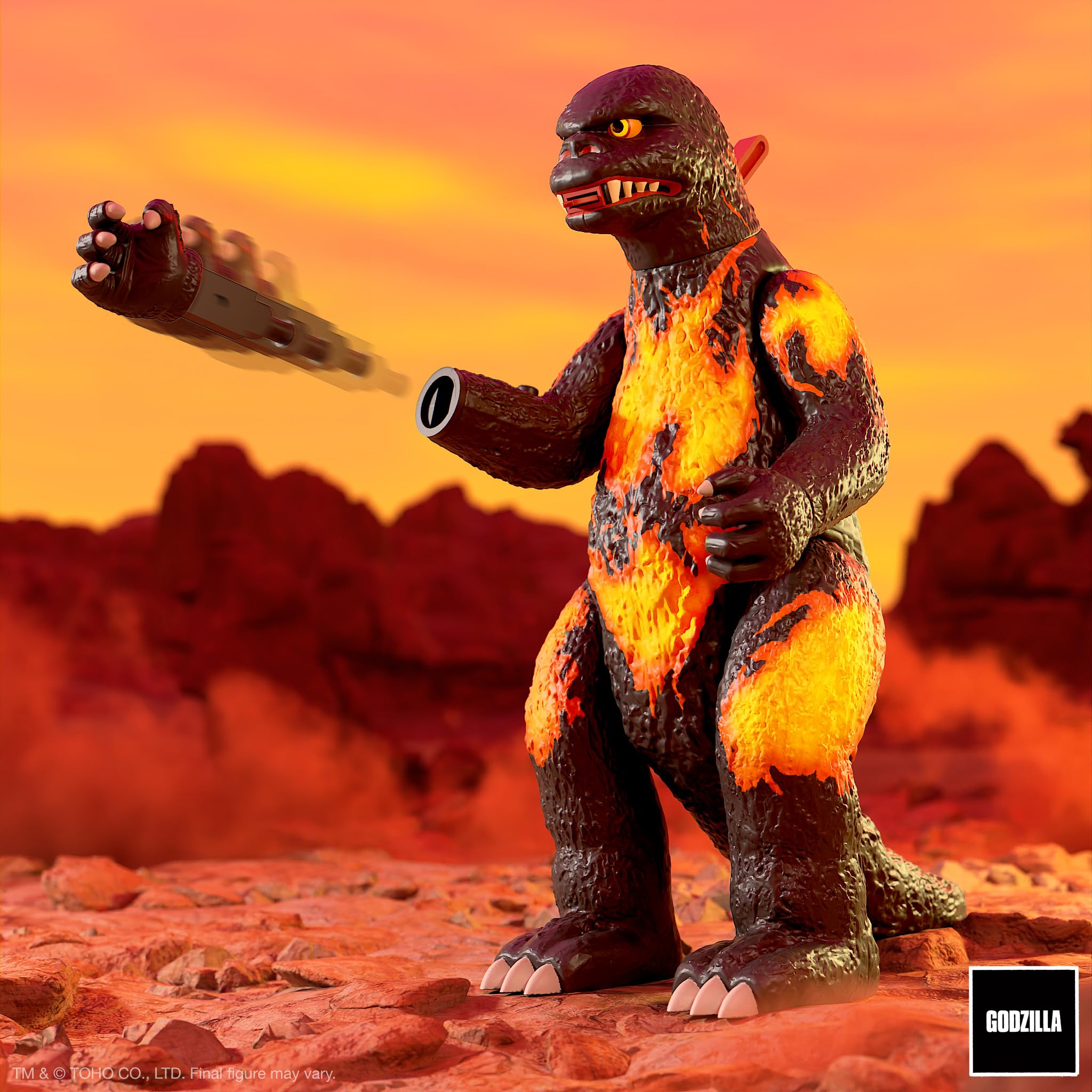 Shogun Godzilla 1995 with spring-loaded fist, ready for action poses.