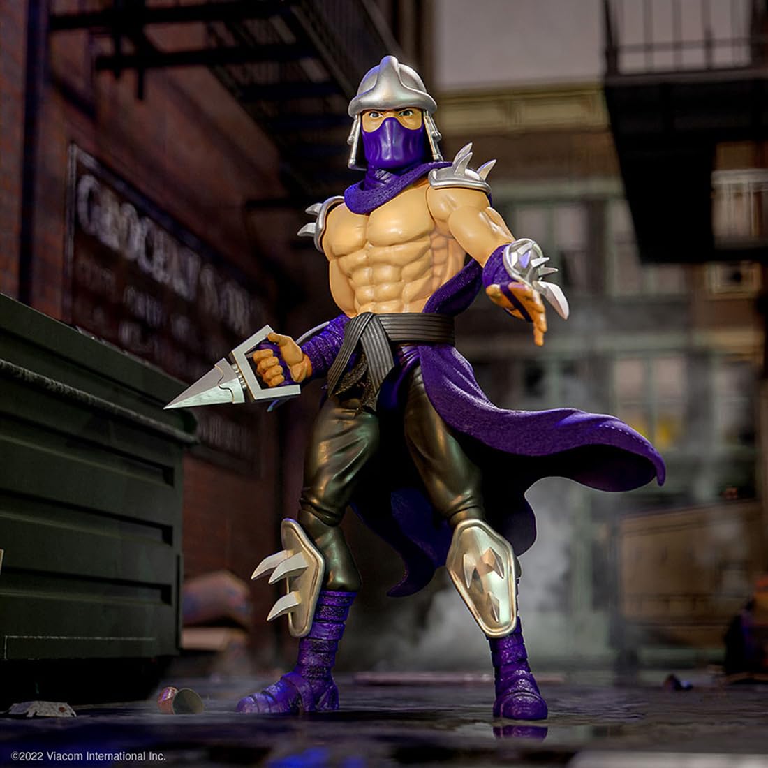Shredder with weapon rack and cape showcasing premium articulation