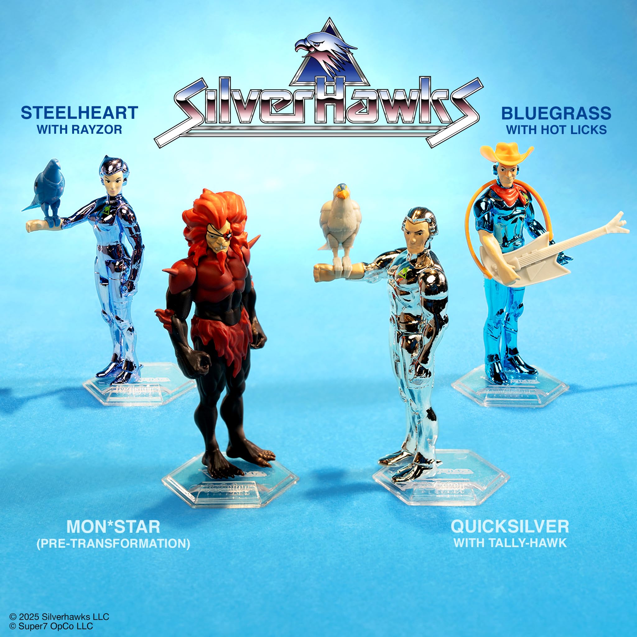 Super7 SilverHawks Mon*Star display pose ideal centerpiece for collections.