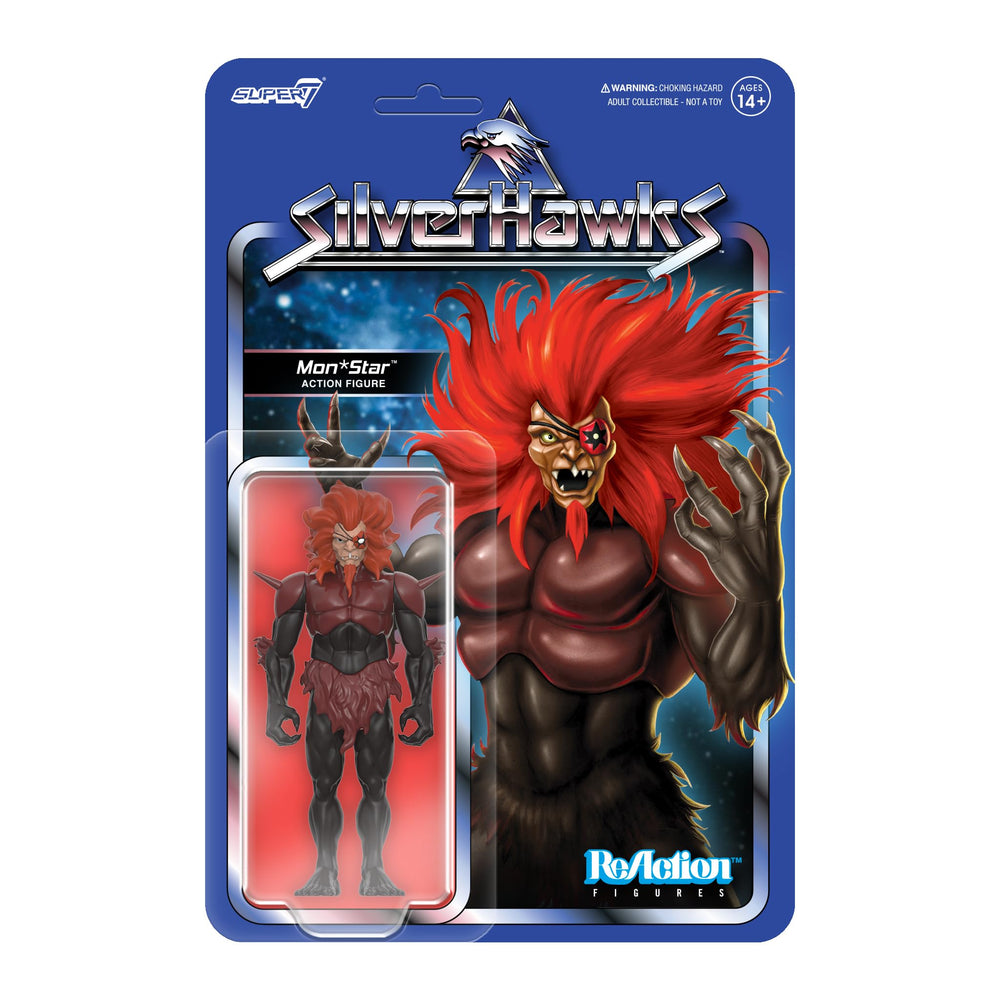 Super7 SilverHawks Mon*Star pre-transformation card front for retro display.