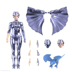Super7 SilverHawks Steelheart figure front view with vac-metal chrome finish for display
