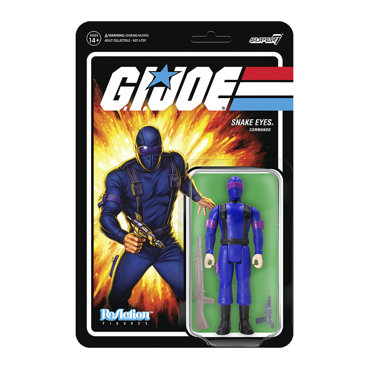 Super7 Snake Eyes action figure with pistol for iconic scene recreations.