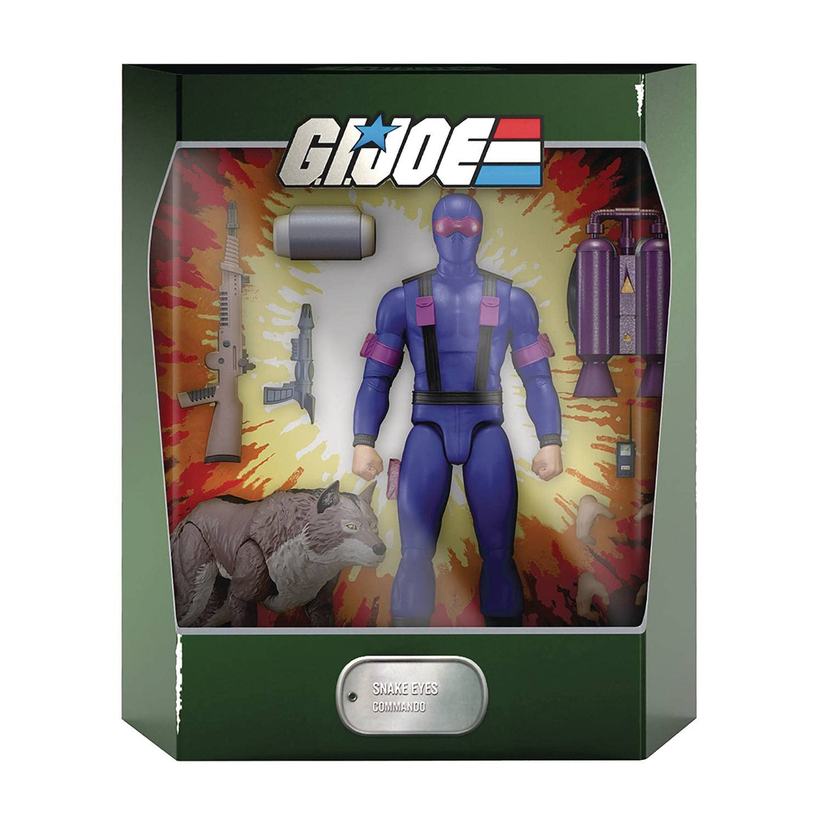 Super7 Snake Eyes ULTIMATES! with jet pack in action pose for display