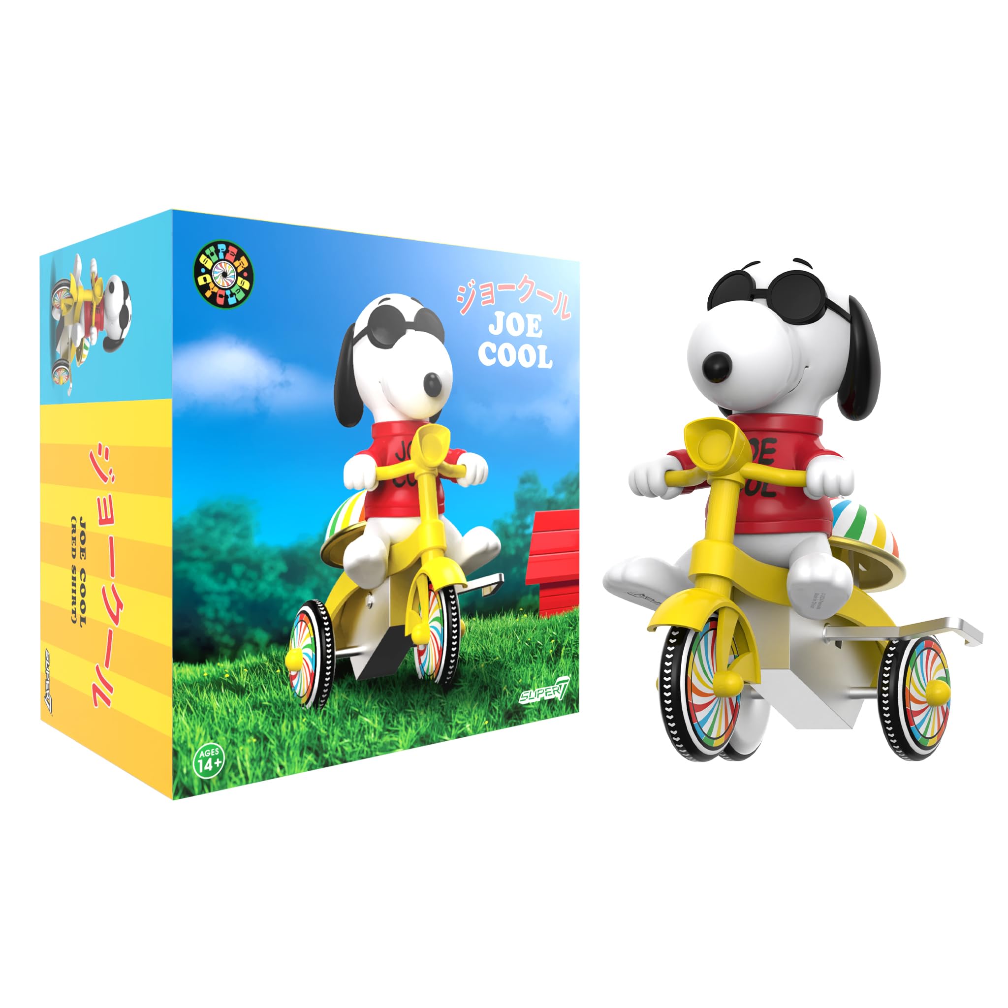 Super7 Snoopy Joe Cool red trike front view, ideal for display and nostalgia