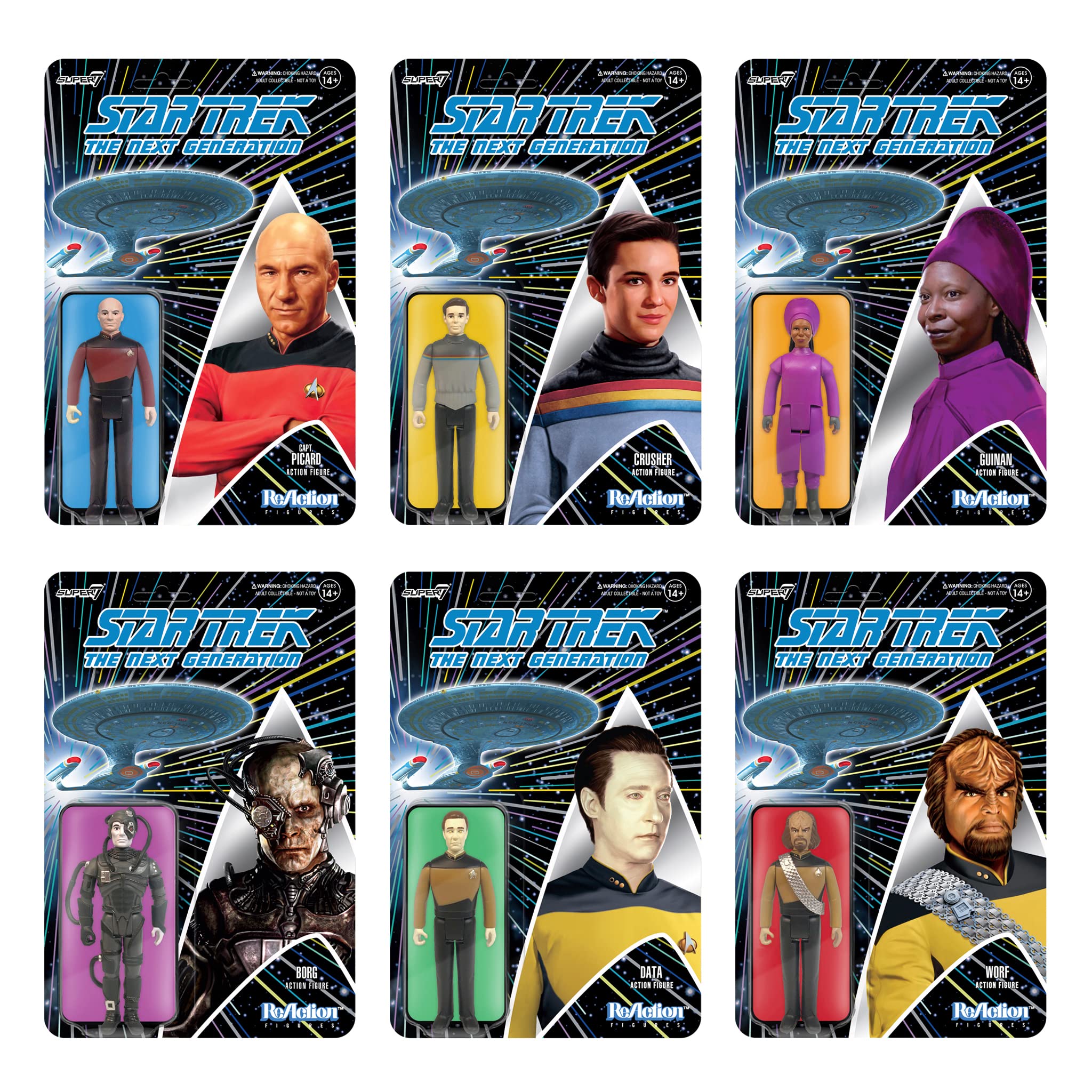 Guinan 3.75 inch figure offers classic TV styling for shelf display.