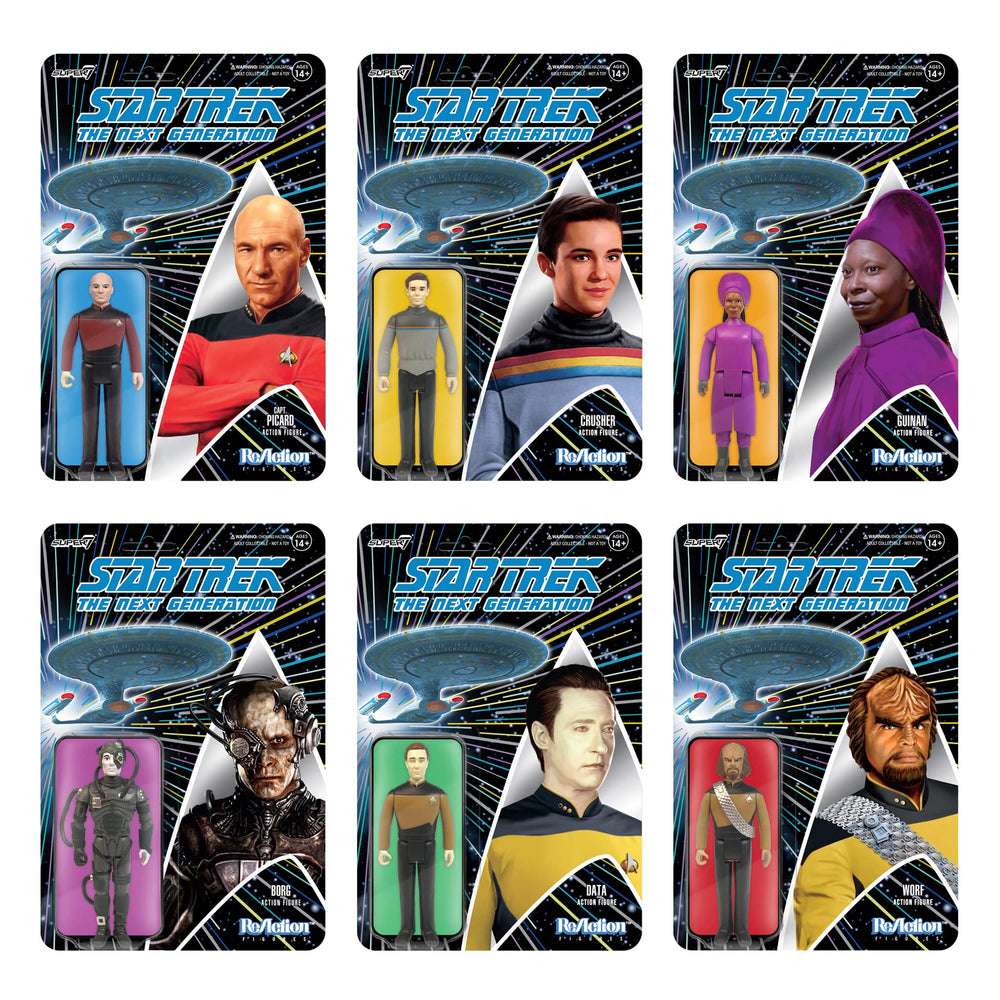 Guinan 3.75 inch figure offers classic TV styling for shelf display.