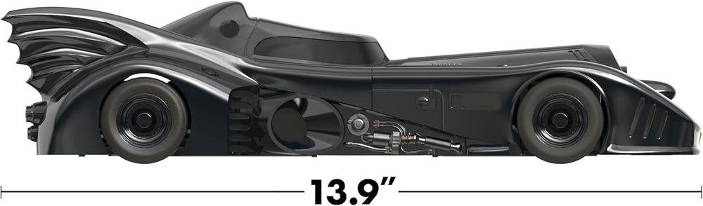 Super7 Batman Batmobile 1989 removable panels, showcases inner mechanisms for enthusiasts.