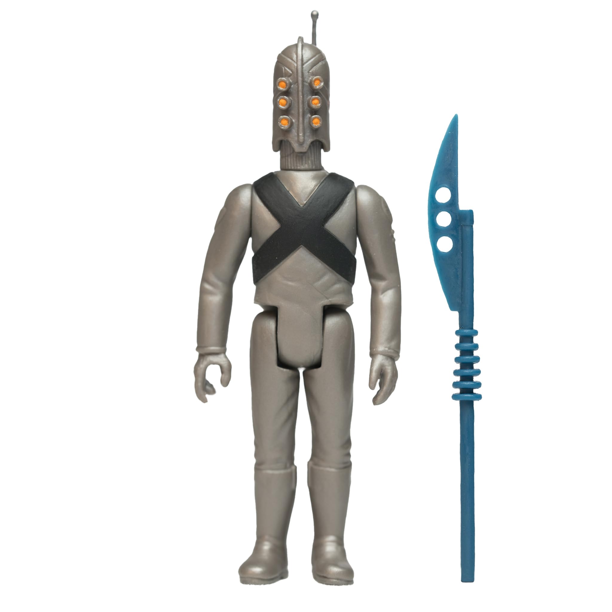 Close-up of X-1 armored metallic-silver detailing by Super7