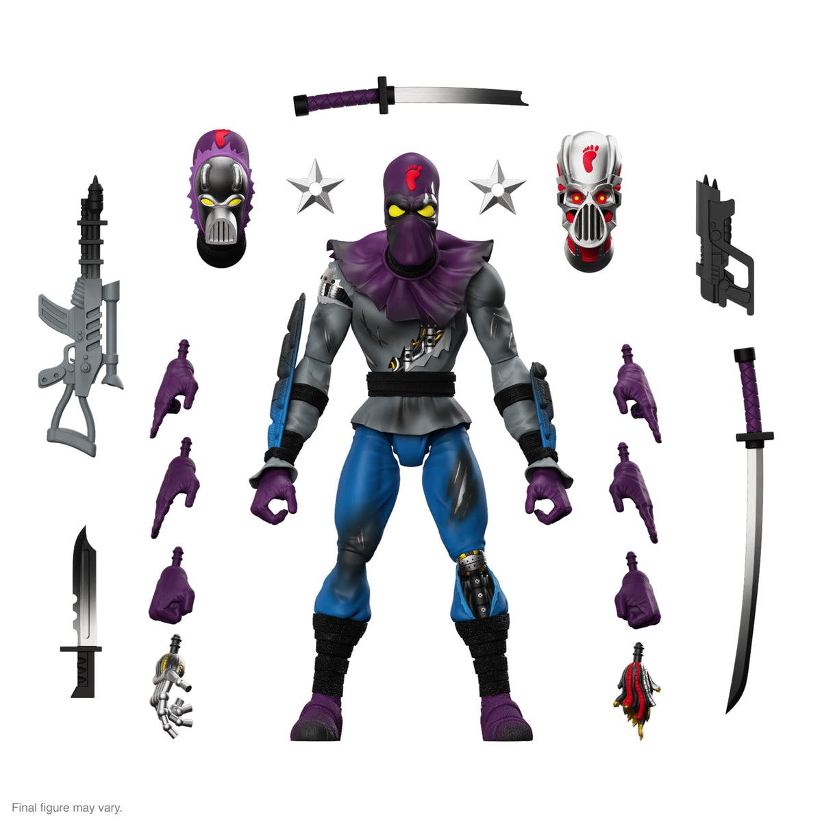 Super7 TMNT Foot Soldier battle damaged front pose for collectors display