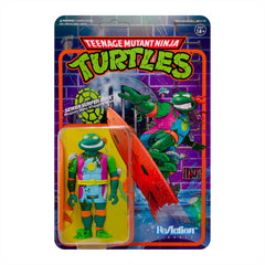 Super7 TMNT Sewer Surfer Michelangelo with surfboard ready for retro adventures.